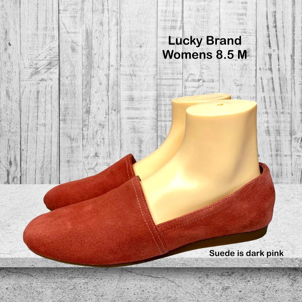 Lucky Brand Womens Brettany Dark Pink Suede Slip on Ballet Flat EUC Size 8.5 - Picture 1 of 11